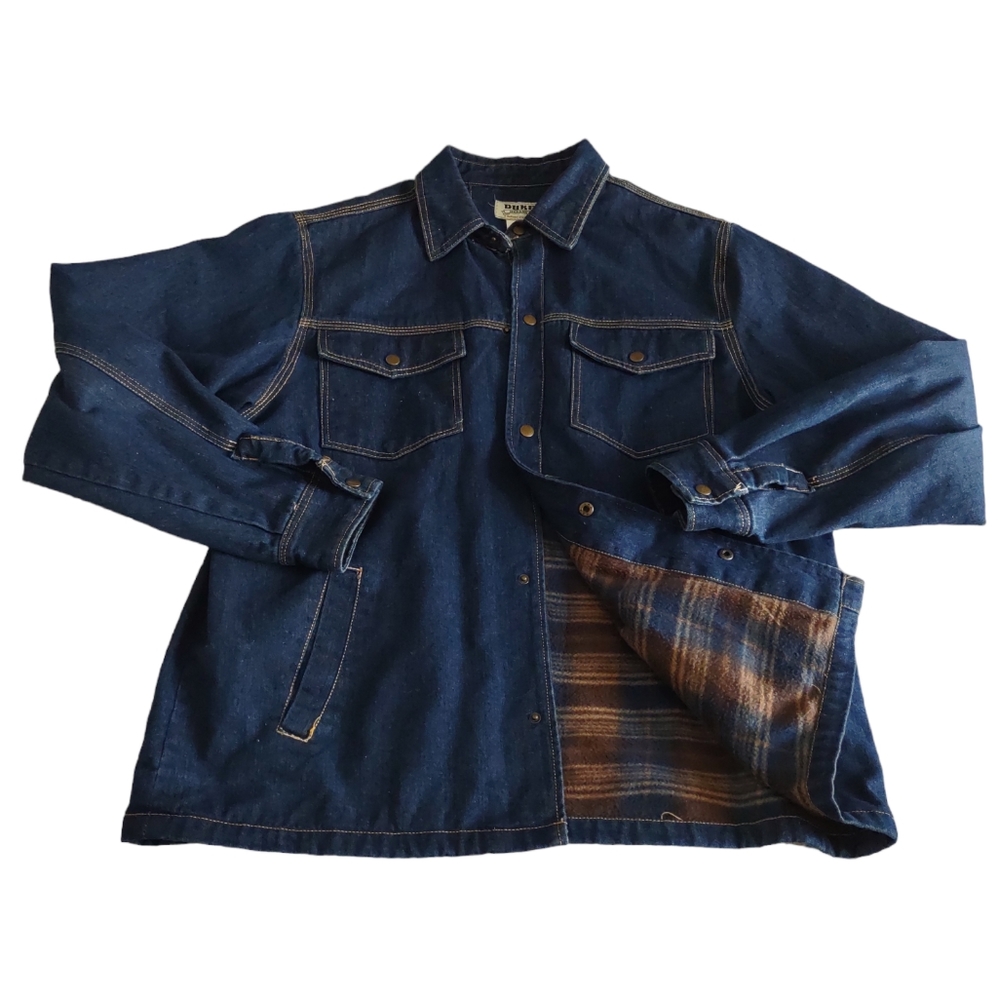 Duke Haband Size Large Blue Front Snap Closure Denim Shirt Jacket Shacket